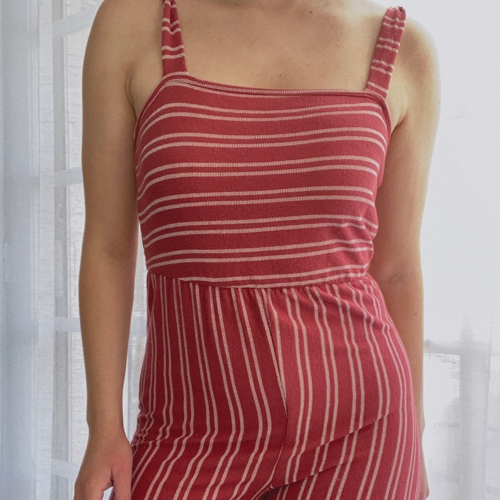 Red stripes jumpsuit